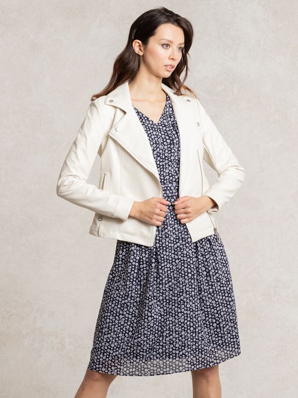 【ストレッチシフォン】 プティネイビー シフォンワンピース