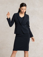 Navy V-neck I-line Dress