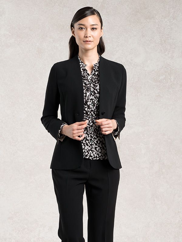Black Long Collarless Jacket