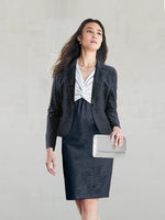 【Set-up】Lavender x Navy Jacquard Docking Twist Dress