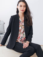【Set-up】Black Long Collarless Jacket