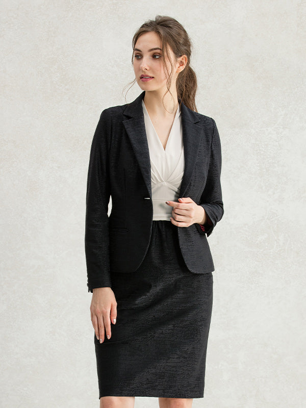 【Set-up】Black Jacquard Tailored Jacket