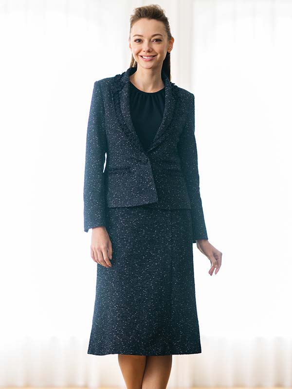 Navy Docking Tweed Dress