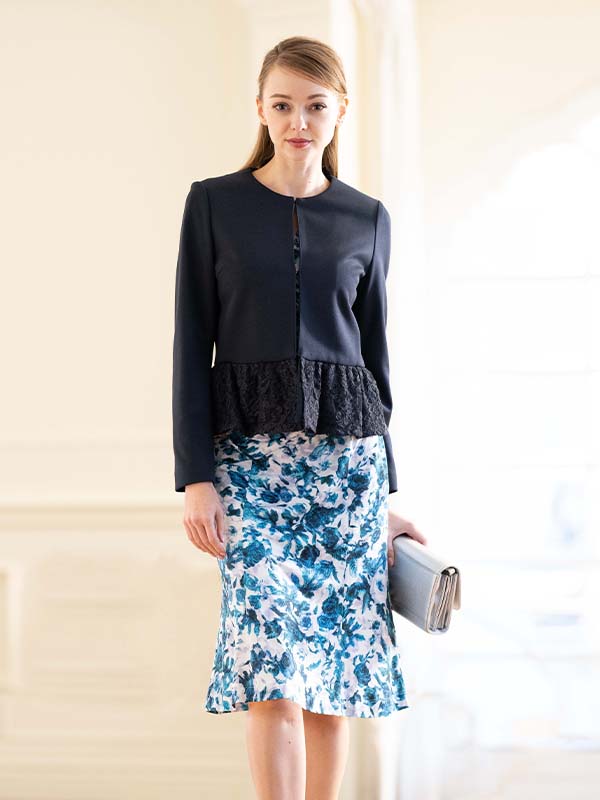 Blue Nuance Flower Gather Dress