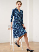 Blue Botanical Cache-coeur Dress