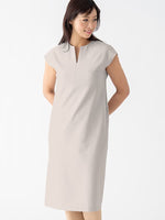 Smart Stretch Greige Split Neck Sack Dress