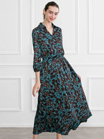 【ロング丈】 チョコミントリーフ 衿付きカシュクールロング