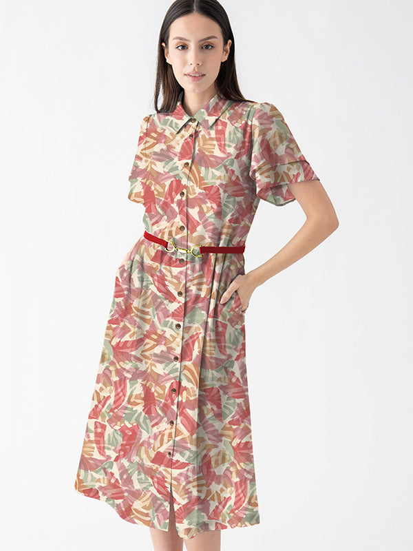 【ストレッチシフォン】ジェネシス ボウタイ付きシャツワンピース