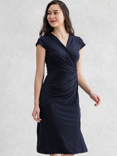 Navy Gather Dress