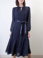 【ストレッチシフォン】ネイビー ロングマーメイドワンピース