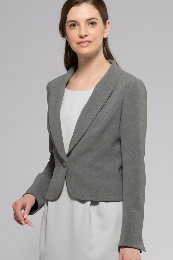 Grey Shawl Collar Short Jacket