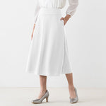 【ダブルジャージー】ミモレ丈Aラインスカート