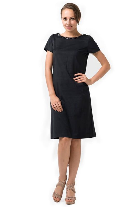 Black Suede Sequin Dress