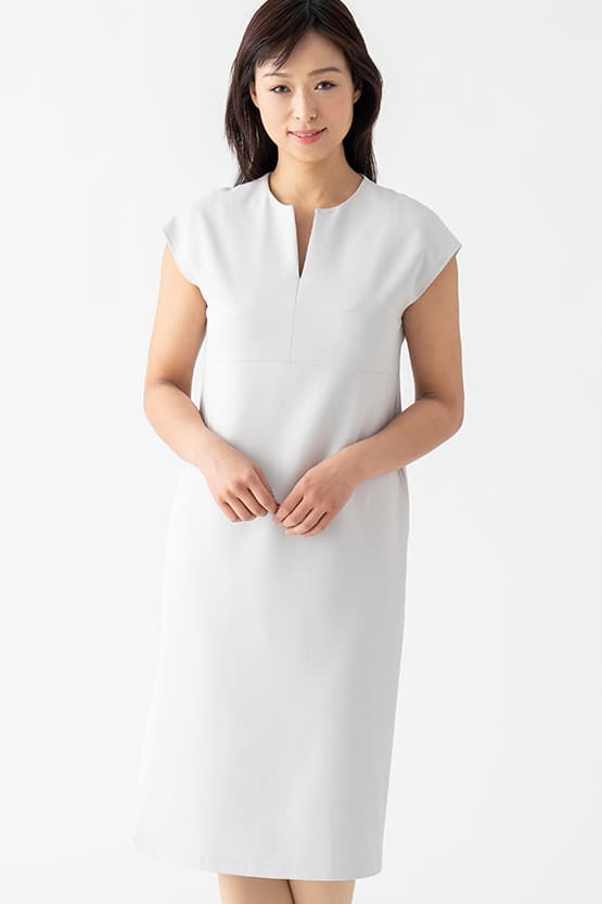 Cooling Gray Split Neck Sack Dress