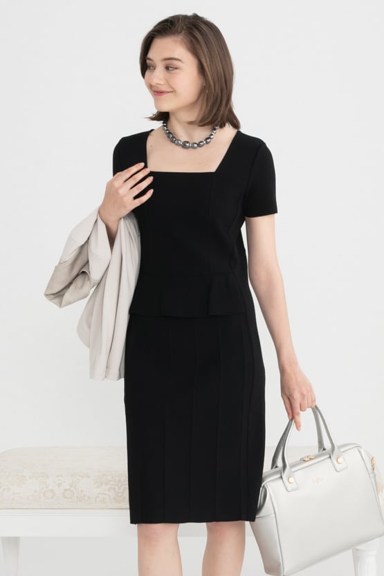Black Tacking Knit Dress