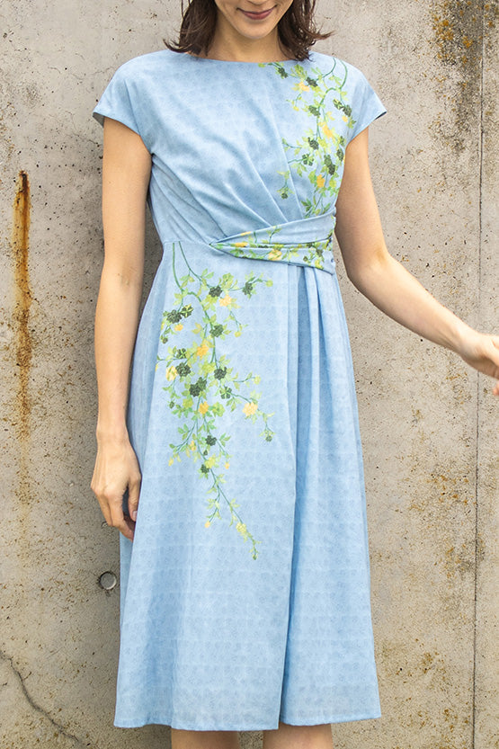 【再入荷決定・ストレッチシフォン】空の花　Aライン女優ワンピース