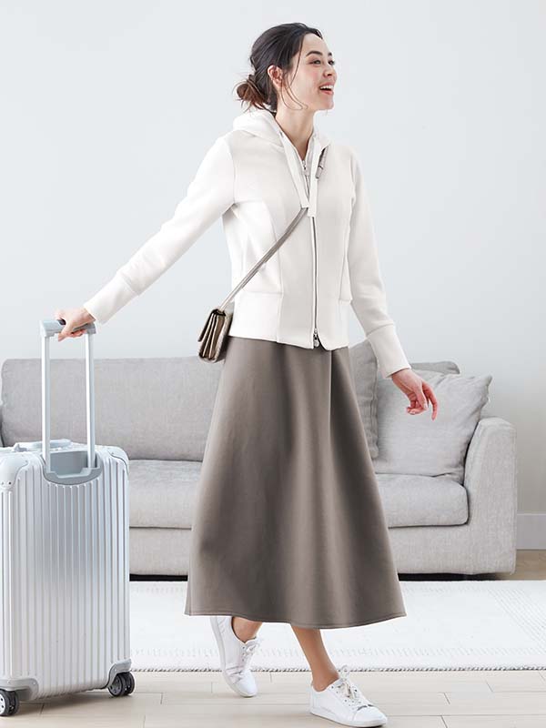 Taupe Ribbed Docking Flare Long Dress