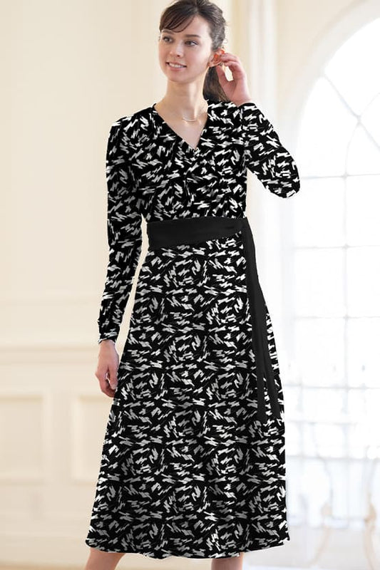 【裏起毛】カシュクールリボンワンピース (制電ペチコート付き)