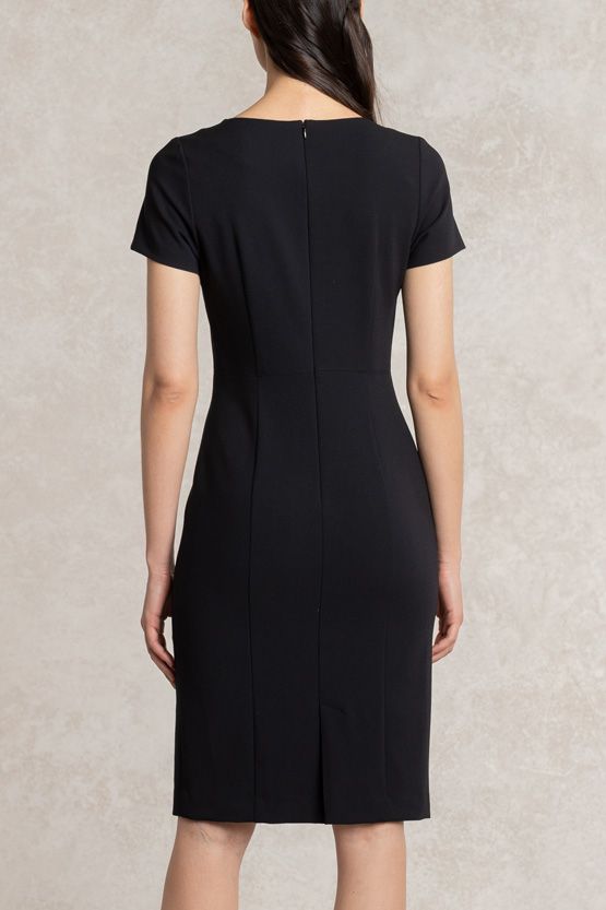 Black V-neck I-line Dress