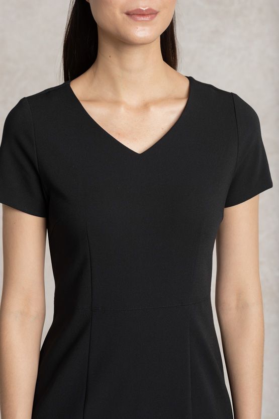 Black V-neck I-line Dress