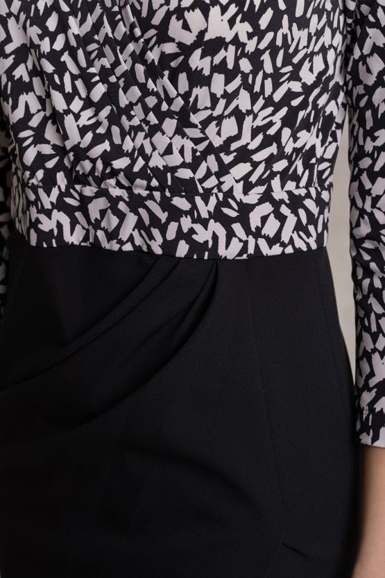 White Geo x Black Asymmetry Dress