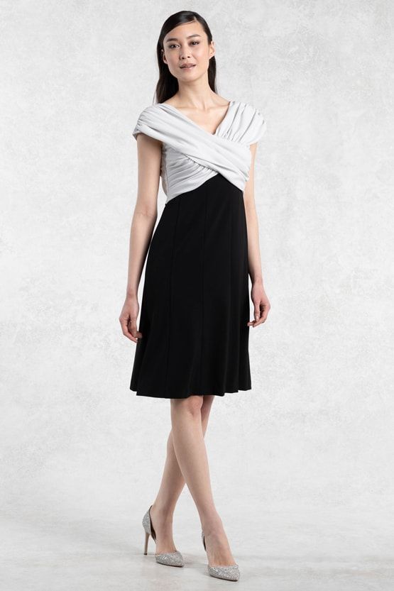 Greige x Black Shoulder Venus Dress