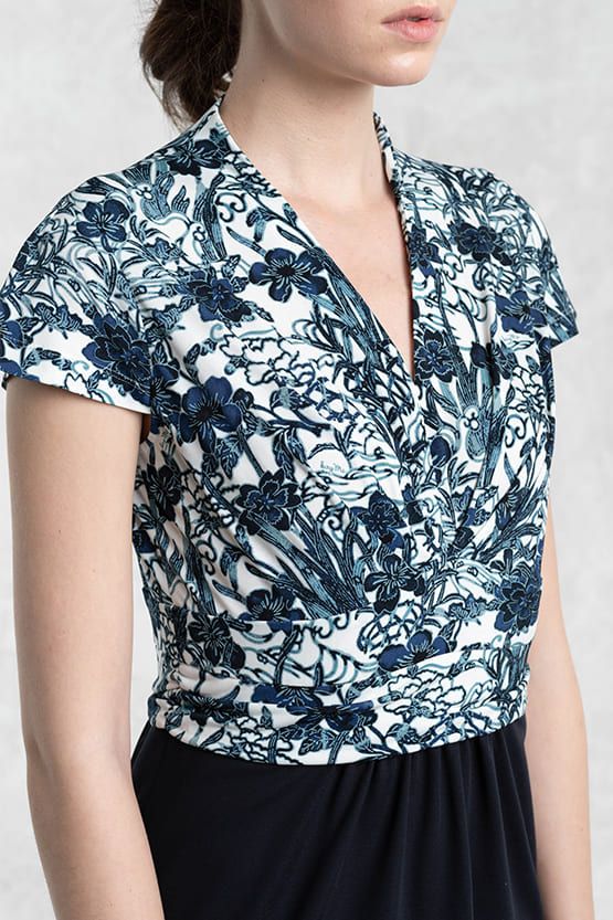 Ryukyu-bingata Ai x Navy Docking Shell Dress