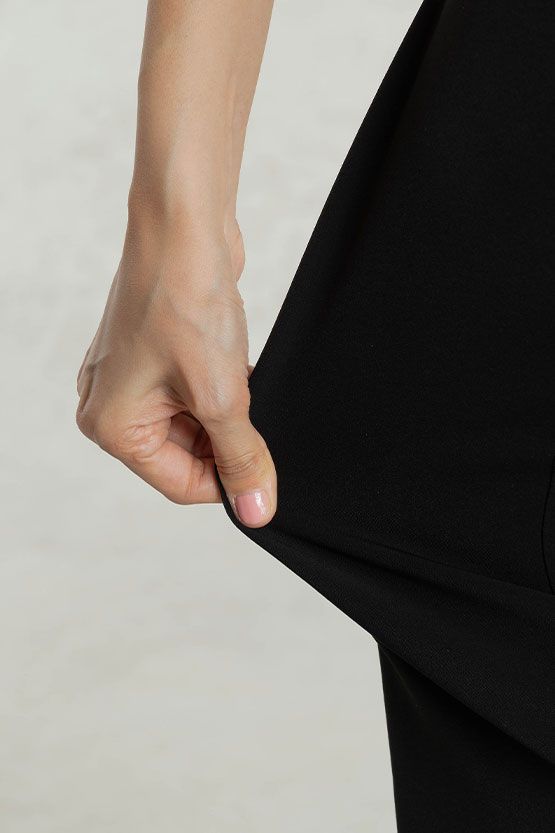 【通年素材】スマートストレッチ スマートストレッチ グレージュ×ブラック　ストレッチバイカラーワンピース