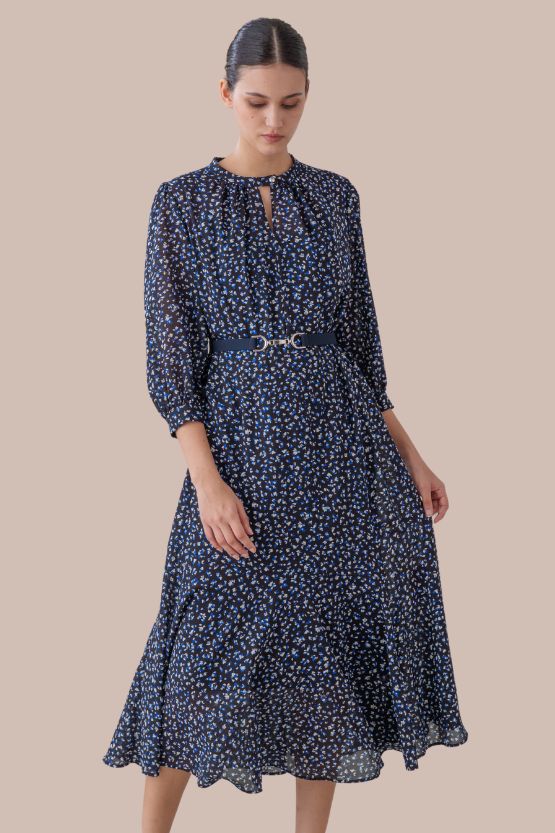 【ストレッチシフォン】クリスタルドロップ　ロングマーメイドワンピース