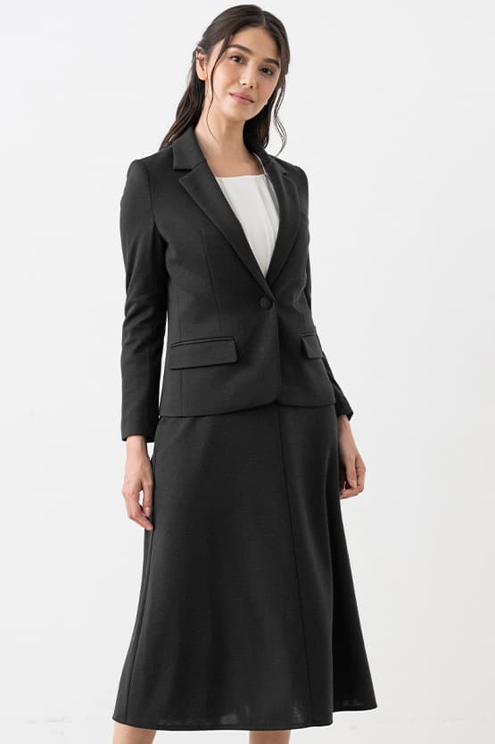 【通年素材】スマートストレッチ ミモレ丈Aラインスカート