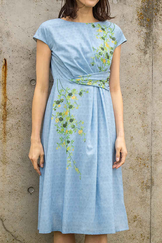 【再入荷決定・ストレッチシフォン】空の花　Aライン女優ワンピース