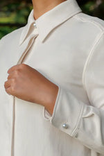 【本場大島紬】ストレッチジョーゼット　ボウタイ付きシャツ