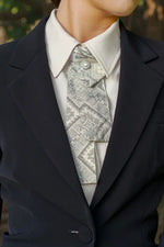 【本場大島紬】ストレッチジョーゼット　ボウタイ付きシャツ