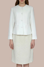 【ストレッチジャカード】ノーカラーショート丈ジャケット