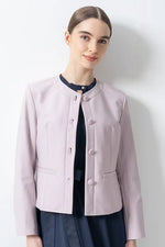 [Stretch Jacquard] Collarless Short Jacket