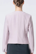 [Stretch Jacquard] Collarless Short Jacket