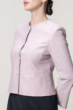 [Stretch Jacquard] Collarless Short Jacket