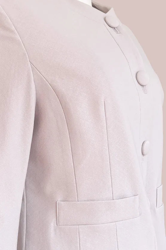 【ストレッチジャカード】ノーカラーショート丈ジャケット