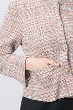 Boucle Tweed: Collarless Short Jacket