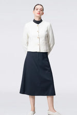 Stretch Lame Tweed:No-Collar Short Jacket