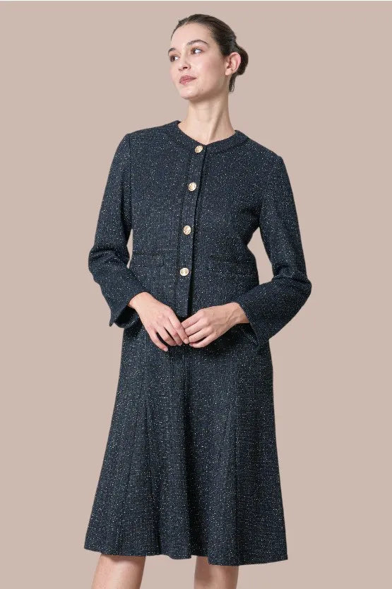 【ラメツイード】ノーカラーショート丈ジャケット