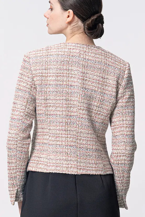 Boucle Tweed: Collarless Short Jacket