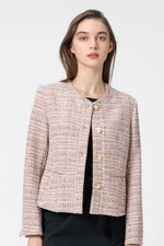 Boucle Tweed: Collarless Short Jacket