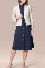 【スマートストレッチ】フロントホックノーカラージャケット・裏地なし