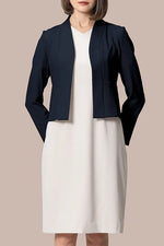 【スマートストレッチ】フロントホックノーカラージャケット・裏地なし