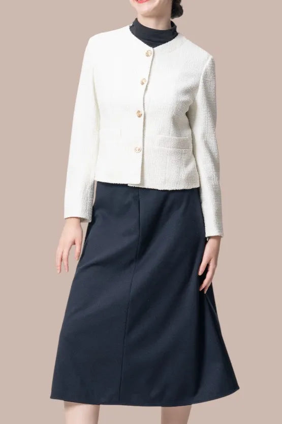 [Stretch Tweed x Double Jersey] Warm Set for Commuting and Commuting