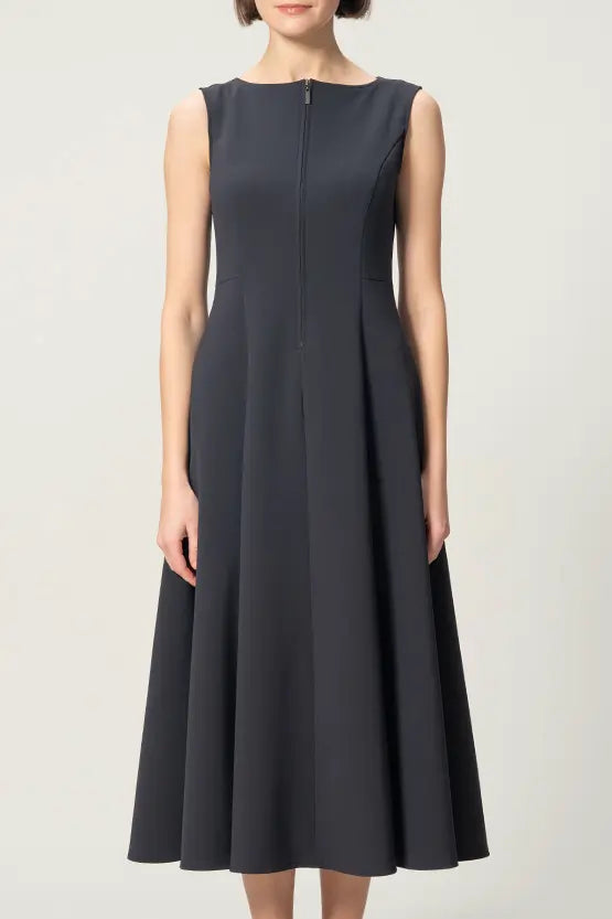 【アクティブクール】Aラインフロントジップロングワンピース