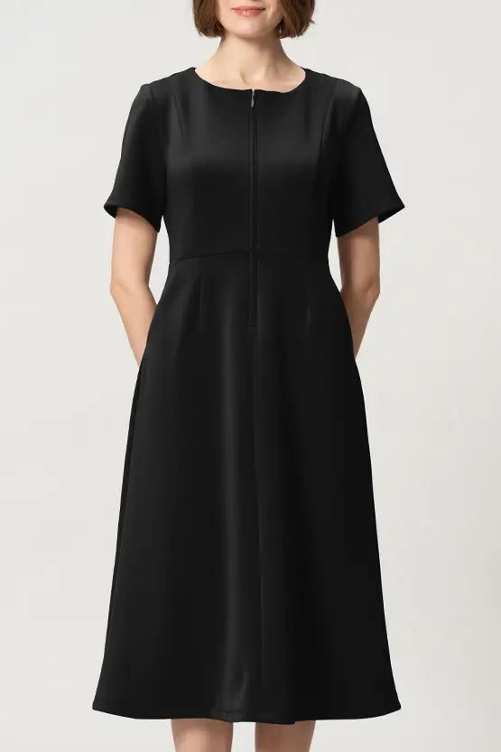 [Space Material] A-line Front Zip Dress