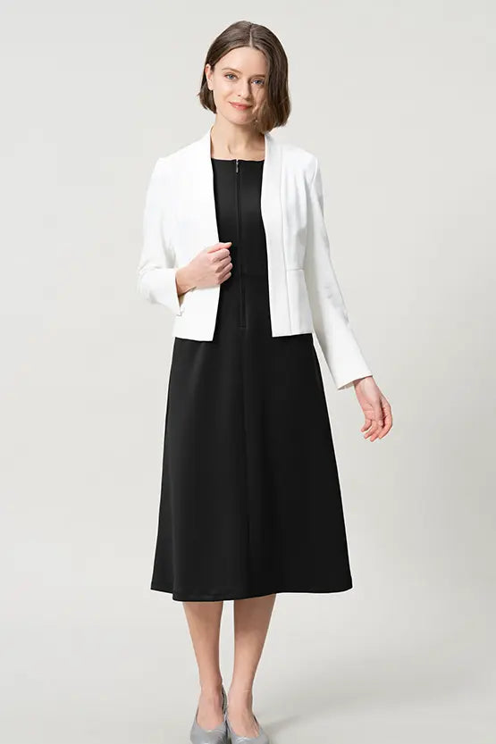 [Space Material] A-line Front Zip Dress
