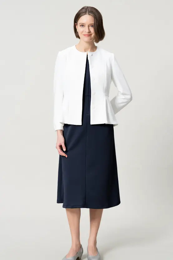 [Space Material] A-line Front Zip Dress